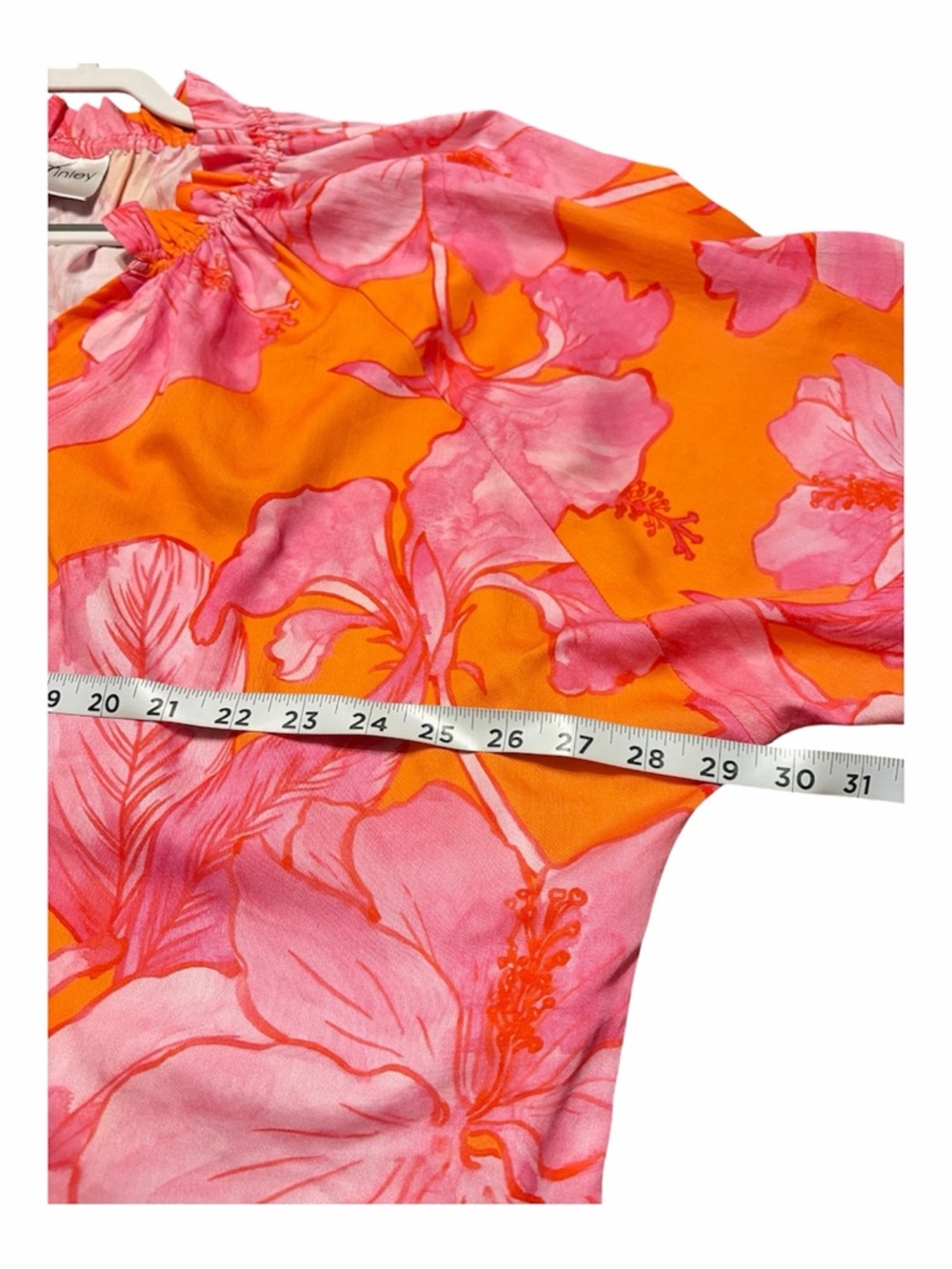 Finley Candace Royal Hawaiian Floral Cotton Blouse Top Orange/Pink - Picture 10 of 11